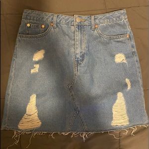 womens distressed denim skirt